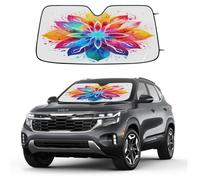 Watercolor Colorful Mandala Car Windshield Sun Shade Foldable Reflective Sunshade UV Protection Heat Block Front Window Shade for Car Truck SUV Keeps Interior Cool with Suction Cups