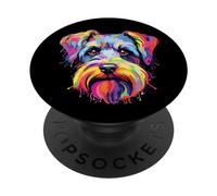 Watercolor Colorful Miniature Schnauzer Dogs PopSockets Swappable PopGrip