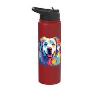 Watercolor Colorful Pyrenean Mountain Dog Great Pyrenees Stainless Steel Insulated Water Bottle
