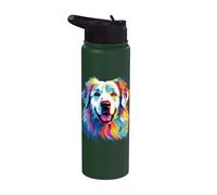 Watercolor Colorful Pyrenean Mountain Dog Great Pyrenees Stainless Steel Insulated Water Bottle