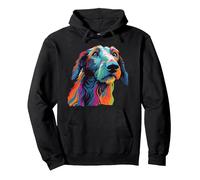 Watercolor Colorful Scottish Deerhound Dog Pullover Hoodie, Adult Unisex, Black, Medium