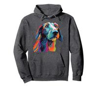 Watercolor Colorful Scottish Deerhound Dog Pullover Hoodie, Adult Unisex, Dark Heather Grey, X-Large