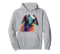 Watercolor Colorful Scottish Deerhound Dog Pullover Hoodie, Adult Unisex, Heather Grey, Large