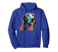 Watercolor Colorful Scottish Deerhound Dog Pullover Hoodie, Adult Unisex, Royal Blue, Large