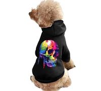 Watercolor Colorful Skull Dog Hoodie Sweatshirt Pet Clothes Dog Pullover Sweaters Winter Jacket for Dogs Cats