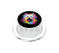 Watercolor Colorful West Highland White Terrier Dog PopSockets PopGrip for MagSafe