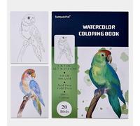 Watercolor Coloring Book, 20 Unique Floral Designs, 5x7”, 100% Cotton, 300GSM/140 LB, 20 Sheets, Cold Press, Acid Free Watercolor Paper, Glue Bound. (Birds)