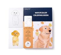 Watercolor Coloring Book, 20 Unique Floral Designs, 5x7”, 100% Cotton, 300GSM/140 LB, 20 Sheets, Cold Press, Acid Free Watercolor Paper, Glue Bound. (Dogs & Cats)