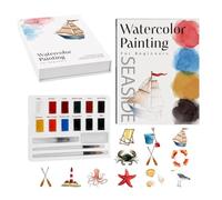Watercolor Coloring Book Easy Painting Workbook with Brushes