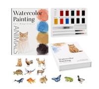Watercolor Coloring Book Easy Painting Workbook with Brushes