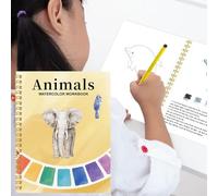 Watercolor Coloring Book - Portable Paint Pad Kit | Step By Step Art Activity Guide | Travel Friendly Painting Journal Set, Creative Drawing Practice Workbook For Kids Teens Adults Beginners Home Scho