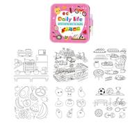 Watercolor Coloring Book - Reusable Portable Painting Tools With Cute Drawings - Watercolor Practice Book | For Home Outdoor Travel Preschool Party Birthday Christmas Manual