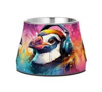Watercolor Cool Music Penguin Art Pet Bowl Non Slip Anti Skid Dog Bowls Stainless Steel Stackable Food Puppy Bowl Dishes