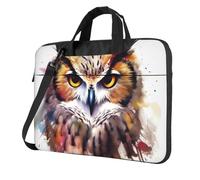 Watercolor Cool Owl Head Laptop Shoulder Bag For Men Women Briefcase Messenger Bag W/Strap Handle Waterproof Laptop Sleeve Bag 15.6 Inch