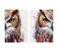 Watercolor Cool Owl Head Passport Holder, ID Card Protector Case Passport Holder with Slot Passports Travel Wallet Document Cover for Women And Men