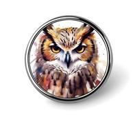 Watercolor Cool Owl Head Round Badge Cute Brooch Hats Jackets Decor Personalized Lapel Pin Clothing Jewelry Accessories for Wedding Party Gift