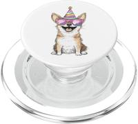 Watercolor Corgi Dog Celebration Hat Sunglasses PopSockets PopGrip for MagSafe