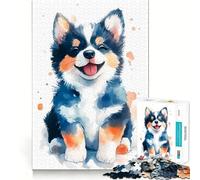 Watercolor Corgi Puppy 1000 Piece Jigsaws for Adults Brain Recall Game Tight Interlock No Gaps Calming Mental Break Activity (50x75cm)