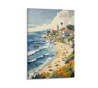 Watercolor Corona Del Mar Painting, Newport Beach Wall Art, California Coast Poster 20x30inch(50x75cm)