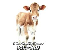 Watercolor Cow 5 Year Monthly Planner 2024-2028: Large 60 Month Calendar | Gift For People Who Love Farm Animals, Countryside Lovers | For Back To School, Office, Work | 8.5 x 11 Inches | 121 Pages