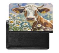 Watercolor Cow And Daisy Flower Passport Holders PU Leather Passport Cover With Card Slots Waterproof Travel Wallet & Gifts