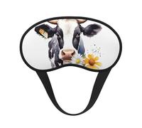 Watercolor Cow and Daisy Flower Sleep Mask for Side Sleeper, Blackout Eye Mask for Women Men, Zero Pressure Sleeping Masks Soft Breathable Eye Cover Comfortable Blindfold Eyeshade for Night Sleep
