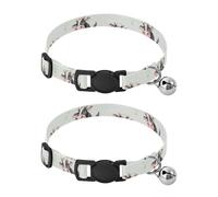 Watercolor Cow Black White Kitten Bell Collar 2 Pack Puppy Collar Adjustable Length 10.6" to 17.1"