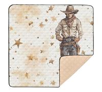 Watercolor Cowboy Starry Decor Cute Foldable Baby Playmat for Floor Cozy Breathable Padded Play Mat for Baby Kids Toddlers Infants, 50'' x 50''
