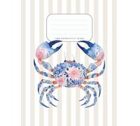 Watercolor Crab Notebook | Coastal Sea Life Floral Journal | 8.5 x 11 College Ruled Notebook, 120 Pages | Ocean-Themed Writing Journal for Beach Lovers
