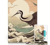 Watercolor Crane Birds Jigsaw Puzzle 1000 Pieces Cognitive Fun Play High Precision Die Cut Unique Gift for Stress Relief (38x52cm)