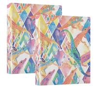 Watercolor Crocodiles 3.8cm Binder 3 Binder With Inner Pockets 1/2 Pack Aesthetic Binder 200 Sheets