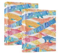 Watercolor Crocodiles 3.8cm Binder 3 Rings Binder With Storage Box 1/2 Pack Office Supplies Hard Cover