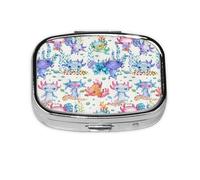Watercolor Cute Axolotl,Meta Pill Box 2 Compartment Medicine Case,Portable Organizer,Rectangle Meta Portable Organizer Pill Box 2237 Compartment Medicine Case