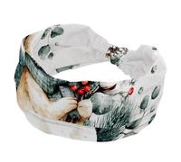 Watercolor Cute Bunny Holding a Bouquet of Branches Holly Berries Sports Headbands for Women, Elastic Sports Hair Bands Nurse Wide Turban for Workouts Yoga Gym Tennis