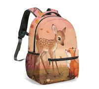 Watercolor Cute Deer Floral Print Backpack 16 Inch Dreamy Garden Nature Hand-Painted Pastel Butterfly Daypack for Travel Casual Use (15)