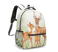Watercolor Cute Deer Floral Print Backpack 16 Inch Dreamy Garden Nature Hand-Painted Pastel Butterfly Daypack for Travel Casual Use (05)