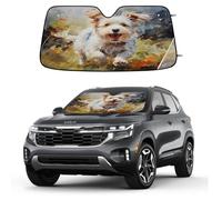 Watercolor Cute Dog Schnauzer Car Windshield Sun Shade Foldable Reflective Sunshade UV Protection Heat Block Front Window Shade for Car Truck SUV Keeps Interior Cool with Suction Cups