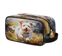 Watercolor Cute Dog Schnauzer Toiletry Bag for Travel, Cosmetic Makeup Bag Waterproof Polyester Shaving Bag for Men Women Kids, Portable Organizer for Bathroom Gym Vacation