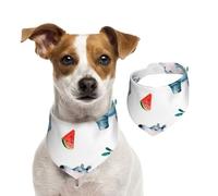 Watercolor Cute Hippo Watermelon,Dog Bandanas Cotton Pet Scarf Adjustable Bibs for Pet,S