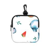 Watercolor Cute Hippo Watermelon, Square Zipper Storage Bag, Neoprene Coin Purse, Small Wallets, Change Pouch, Change Purse