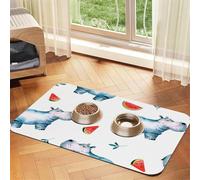Watercolor Cute Hippo Watermelon,Waterproof Pet Feeding Mat,PU Leather Placemats for Cat Dog Water Bowl,Food Mats,40x60cm