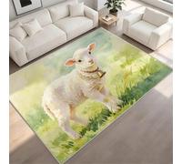 Watercolor Cute Lamb Non-Slip Flannel Rug 180x270 cm Area Rugs 3D Pastoral Animal Illustrations Soft Low Pile Indoor Carpet Suitable for Bedrooms Studies Living Rooms and Hallways (6x9ft) c-179