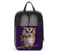 Watercolor Cute Owl on Deep Purple Shoe Bag for Travel Daily Use Anti-dust Storage Carrier Golf Shoe Pouch