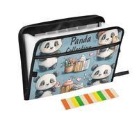 Watercolor Cute Pandas Paper Expanding File Folder 13 Pockets A4 Letter Size with Zipper Closure for Paperwork Filing Folder carpeta de