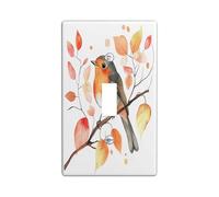 Watercolor Cute Robins Decorative Light Switch Cover Wall Plate 1 Gang Single Toggle, Funny Country Plant Branch Electrical Faceplate for Kitchen Bathroom, Bird Switchcover Decor