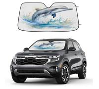 Watercolor Cute Sea Dolphin Car Windshield Sun Shade Foldable Reflective Sunshade UV Protection Heat Block Front Window Shade for Car Truck SUV Keeps Interior Cool with Suction Cups