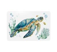 Watercolor Cute Sea Turtle Swimming With Fish Metal Signs Tin Wall Art Decor For Bathroom Toilet Washroom Farmhouse Restroom Yard 20x30 Cm