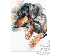 Watercolor Dachshund Art Print Jigsaw Puzzles Puzzles for Adults Kids. 1000 Pieces Whimsical Challenge Toy Educational Games Home Decoration for Educational Games Gifts 70x50cm/1000pcs