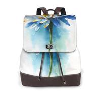 Watercolor Daisy Print Leather Women's Backpack Travel Bag Ladies Versatile Small Backpack Business Leisure,One Size