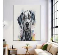 Watercolor Dalmatian Cute Animal Painting On Canvas Living Bedroom, Large Size Print Posters Picture Black White Wall Art Modern Home Decoration 28x39in Frameless